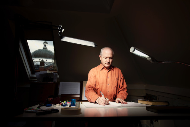 George Benjamin at writing desk credit Matthew Lloyd